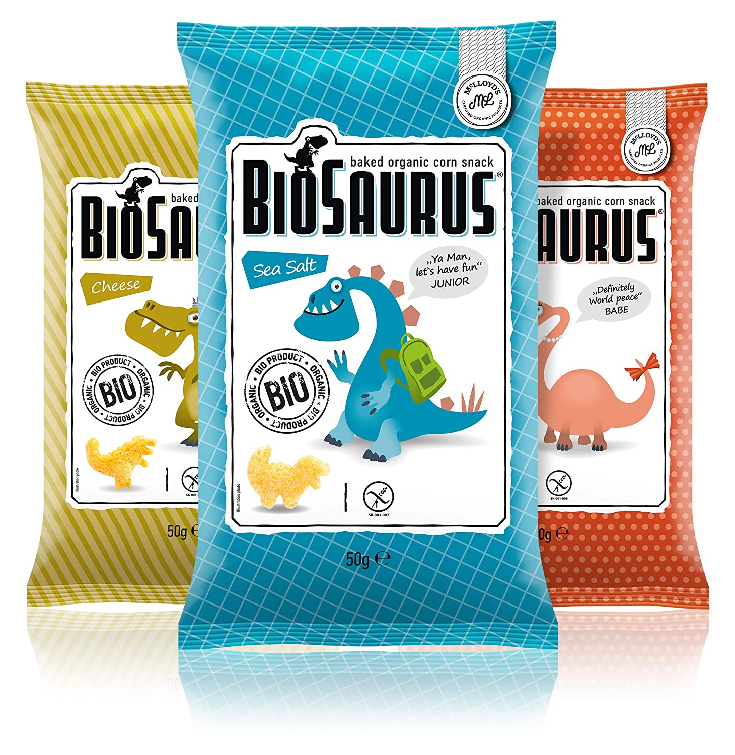 Biosaurus Mixbox 🧂🧀🍅 Baked Organic Corn Snack