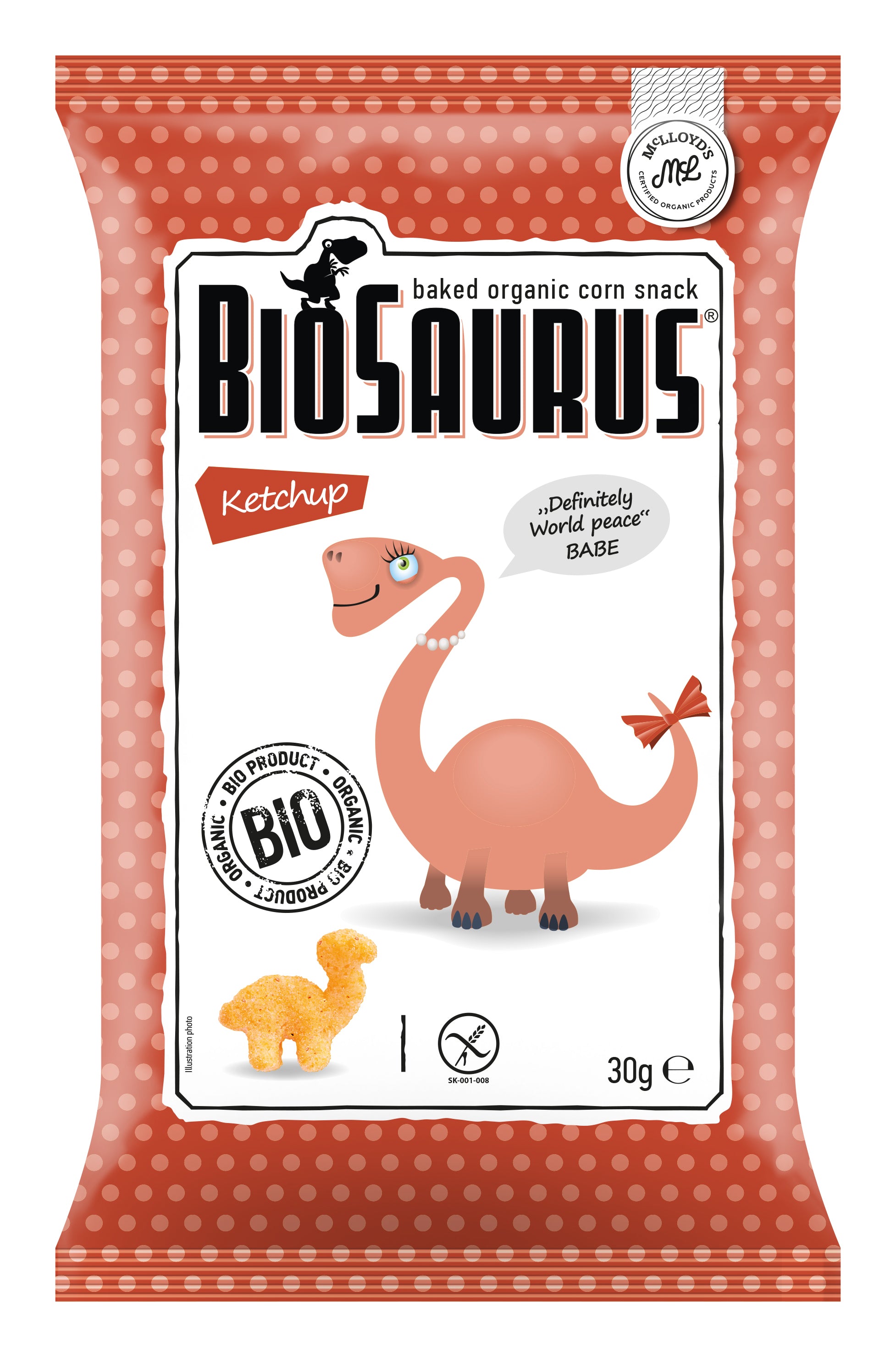 Biosaurus Ketchup 🍅 Baked Organic Corn Snack